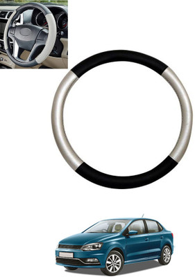 MSNP Steering Cover For Volkswagen Universal For Car(Silver,Black, Leatherite)