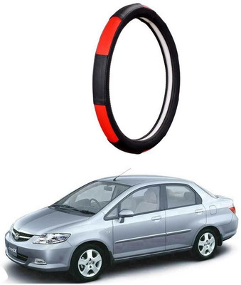 AUTO PEARL Steering Cover For Honda City(Gold Blaze Black and Red, Leatherite)
