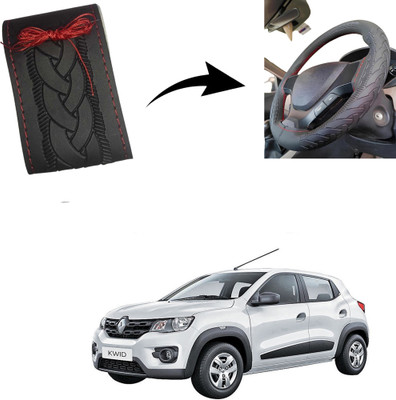 Autoinnovation Hand Stiched Steering Cover For Renault Kwid(Black, Leather)