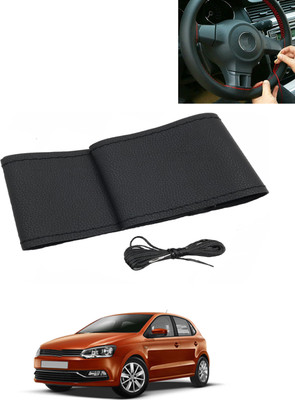 AYW Hand Stiched Steering Cover For Volkswagen Polo(Black, Leatherite)
