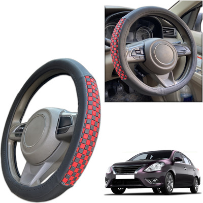 PEEPS STORE Steering Cover For Nissan Sunny(Black, Leatherite)