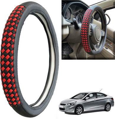 PEEPS STORE Steering Cover For Hyundai Verna(Black, Leatherite)