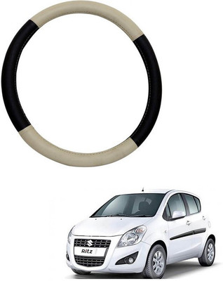 RKPSP Hand Stiched Steering Cover For Universal For Car S-Cross(Beige/Black, Leatherite)
