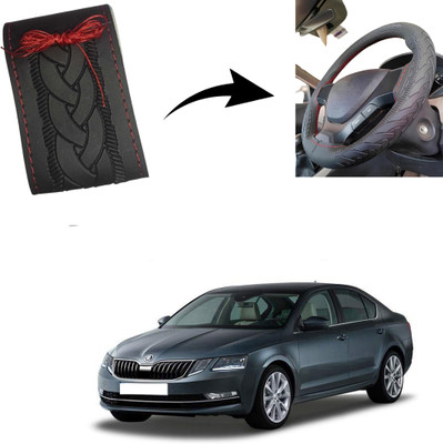 Autoinnovation Hand Stiched Steering Cover For Skoda Octavia(Black, Leather)