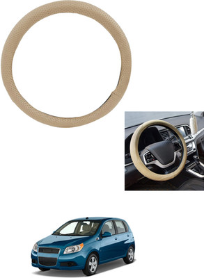 MATIES Steering Cover For Chevrolet Aveo(Beige, Leather)