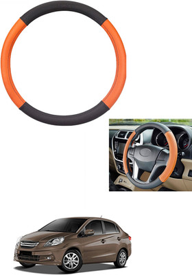 MATIES Steering Cover For Honda Amaze(Tan/Black, Leather)