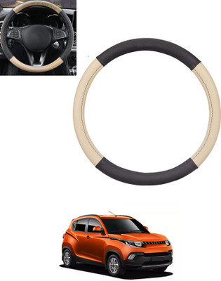 monolive Hand Stiched Steering Cover For Mahindra KUV100(Beige, Black, Leatherite)
