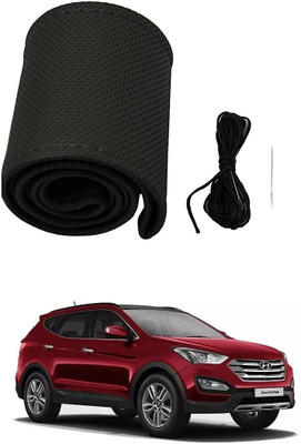 arneja trading company Hand Stiched Steering Cover For Hyundai SantaFe(Black, Leather)