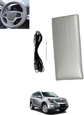 monolive Hand Stiched Steering Cover For Mahindra XUV 500(Silver, Leatherite)