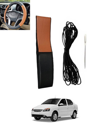 monolive Hand Stiched Steering Cover For Tata Indigo(Tan, Black, Leatherite)