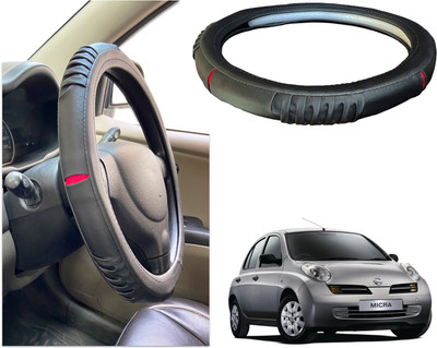PEEPS STORE Steering Cover For Nissan NA(Black, Red, Leatherite)