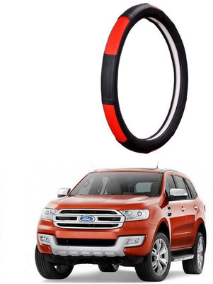 AUTO PEARL Steering Cover For Ford Endeavour(Gold Blaze Black and Red, Leatherite)