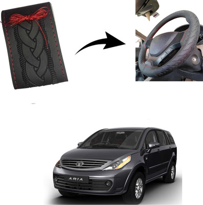 Autoinnovation Hand Stiched Steering Cover For Tata Aria(Black, Leather)