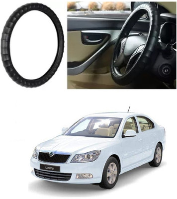 OOLTAH PAHIYA Hand Stiched Steering Cover For Skoda Laura(Black, Leatherite)