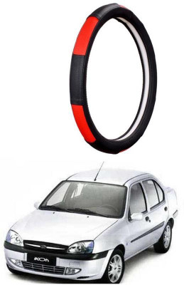AUTO PEARL Steering Cover For Ford Ikon(Gold Blaze Black and Red, Leatherite)