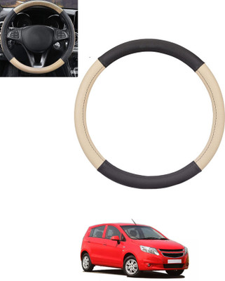 monolive Hand Stiched Steering Cover For Chevrolet Sail UVA(Beige, Black, Leatherite)