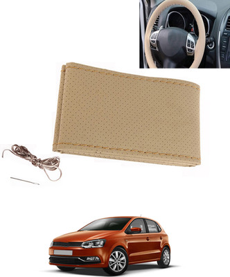 MATIES Hand Stiched Steering Cover For Volkswagen Polo(Beige, Leatherite)