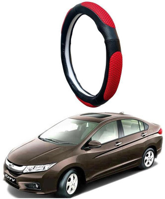 AUTO PEARL Steering Cover For Honda New City(Black Red, Leatherite)