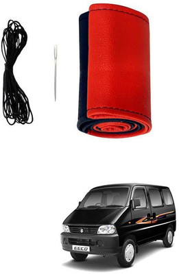 RKPSP Hand Stiched Steering Cover For Universal For Car Eeco(Red/Black, Leatherite)