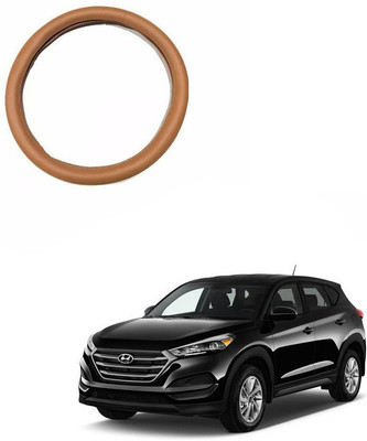 RKPSP Hand Stiched Steering Cover For Universal For Car Tucson(Tan, Leatherite)