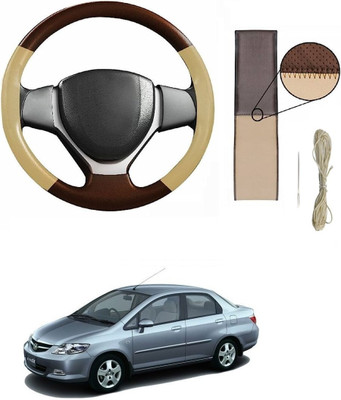 arneja trading company Hand Stiched Steering Cover For Honda City(Beige, Brown, Leather)