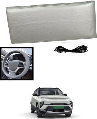 MATIES Hand Stiched Steering Cover For Tata Universal For Car(Silver, Leatherite)