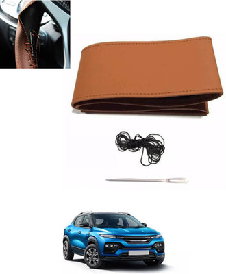 ABJD Hand Stiched Steering Cover For Nissan Universal For Car(Tan, Leatherite)