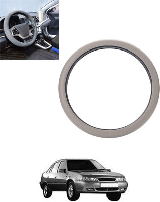 monolive Hand Stiched Steering Cover For Daewoo Cielo(Silver, Leatherite)