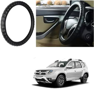 OOLTAH PAHIYA Hand Stiched Steering Cover For Renault Duster(Black, Leatherite)