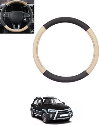monolive Hand Stiched Steering Cover For Toyota Etios Cross(Beige, Black, Leatherite)