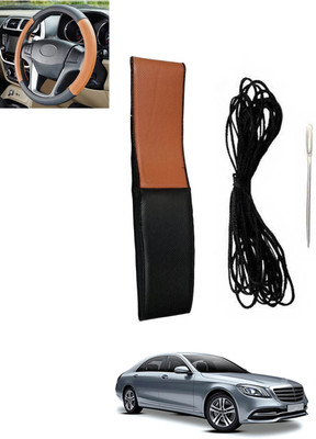 RKPSP Hand Stiched Steering Cover For Mercedes Benz Universal For Car(Tan, Black, Leatherite)