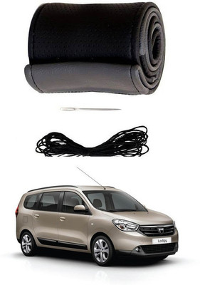 RKPSP Hand Stiched Steering Cover For Universal For Car Lodgy(Black/Grey, Leatherite)