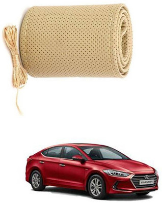 RKPSP Hand Stiched Steering Cover For Universal For Car Elantra(Beige, Leatherite)