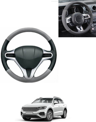 AYW Steering Cover For Volkswagen Touareg(Grey/Black, Leatherite)