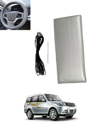 monolive Hand Stiched Steering Cover For Tata Sumo Grande(Silver, Leatherite)