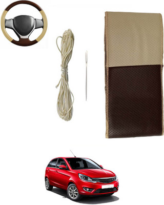 ABJD Hand Stiched Steering Cover For Mahindra Bolt(Beige, Brown, Leatherite)