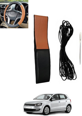 MSNP Hand Stiched Steering Cover For Volkswagen Polo(Tan, Black, Leatherite)