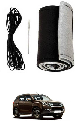 ABJD Hand Stiched Steering Cover For Honda Universal For Car(Silver, Black, Leatherite)