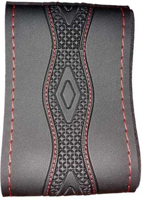 POOJATRADERSSS Hand Stiched Steering Cover For Hyundai Alto 800, Alto K10, Figo, i10, WagonR, Eon, Polo(BLACK & RED, Leather)