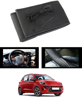 MSNP Hand Stiched Steering Cover For Hyundai Grand i10(Black, Leatherite)