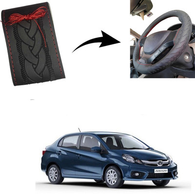 Autoinnovation Hand Stiched Steering Cover For Honda Amaze(Black, Leather)