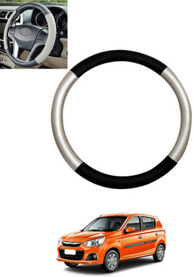 monolive Hand Stiched Steering Cover For Universal For Car Alto K10(Silver/Black, Leatherite)