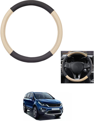 MATIES Steering Cover For Tata Universal For Car(Beige/Black, Leather)