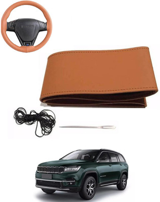MATIES Hand Stiched Steering Cover For Universal For Car Universal For Car(Tan, Leatherite)