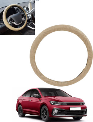 monolive Hand Stiched Steering Cover For Volkswagen Universal For Car(Beige, Leatherite)