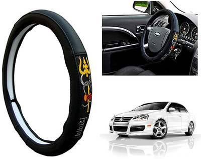 GS Grow n Shine Hand Stiched Steering Cover For Volkswagen Jetta(Black, Leatherite)