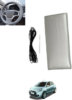 monolive Hand Stiched Steering Cover For Renault Pulse(Silver, Leatherite)