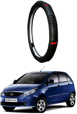 AUTO PEARL Steering Cover For Tata Indica Vista(Diamond Black Red, Leatherite)
