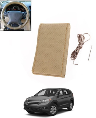 ABJD Hand Stiched Steering Cover For Chevrolet Universal For Car(Beige, Leatherite)