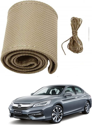 ARNEJA Hand Stiched Steering Cover For Honda Accord(Beige, Leather)